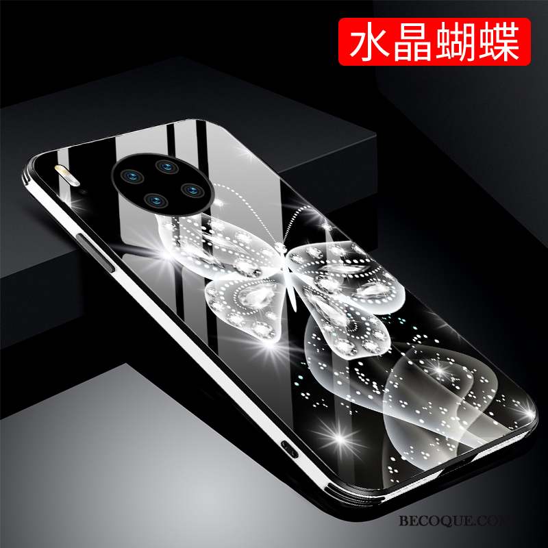 Huawei Mate 30 Pro Coque Net Rouge Mode Très Mince Verre Incassable Personnalité