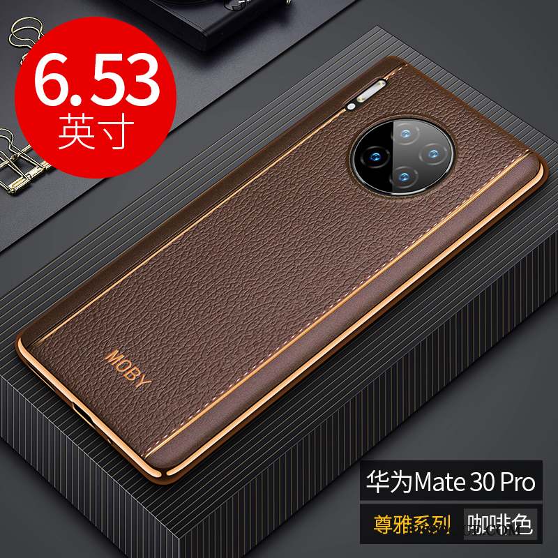 Huawei Mate 30 Pro Coque Nouveau Incassable Luxe Business Marron Créatif