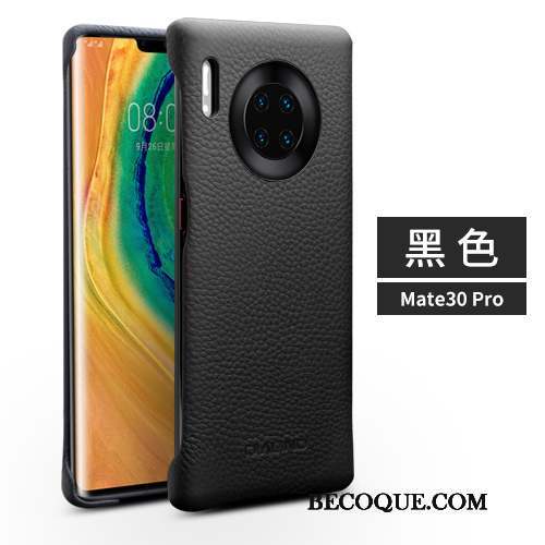 Huawei Mate 30 Pro Coque Rouge Simple Couvercle Arrière Mode Cuir Véritable Protection