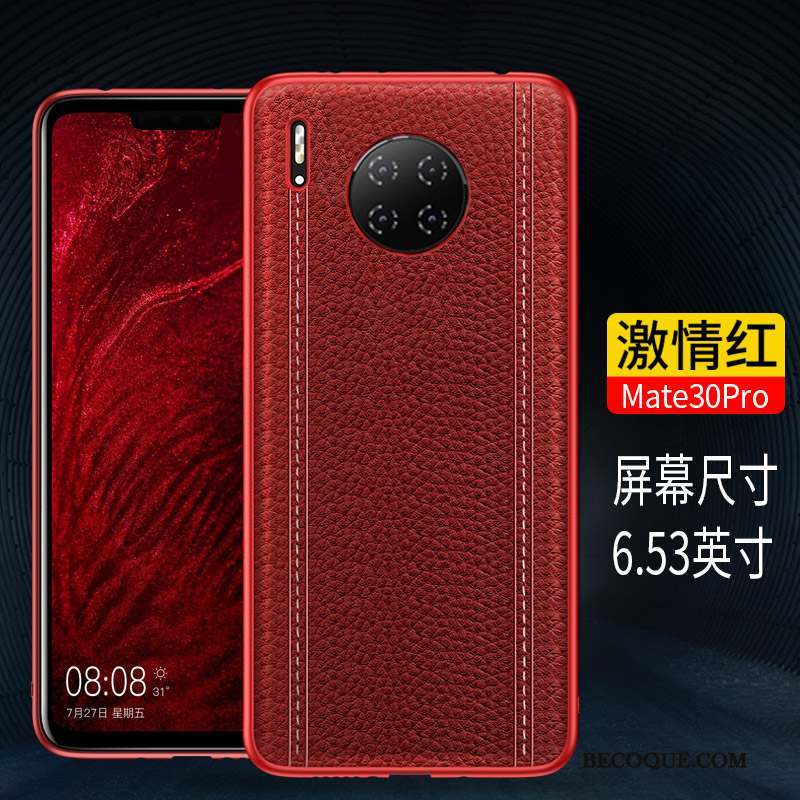 Huawei Mate 30 Pro Incassable Luxe Étui En Cuir Protection Noir Coque De Téléphone