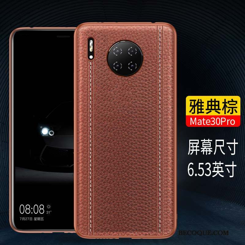 Huawei Mate 30 Pro Incassable Luxe Étui En Cuir Protection Noir Coque De Téléphone