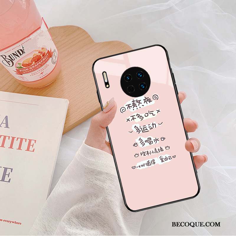 Huawei Mate 30 Pro Rose Étui Miroir Coque Personnalité Marque De Tendance