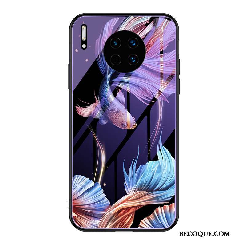 Huawei Mate 30 Pro Style Chinois Violet Personnalité Verre Coque De Téléphone Luxe