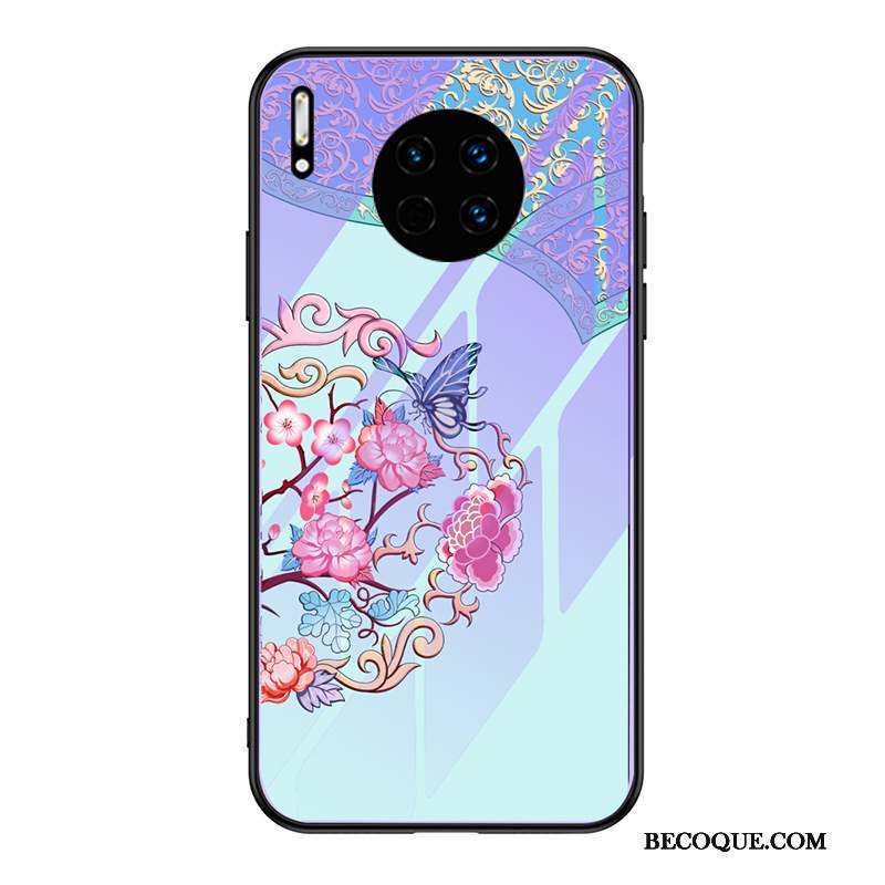 Huawei Mate 30 Pro Style Chinois Violet Personnalité Verre Coque De Téléphone Luxe