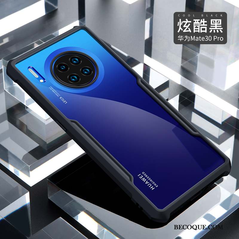 Huawei Mate 30 Pro Tout Compris Silicone Délavé En Daim Incassable Coque De Téléphone Bleu