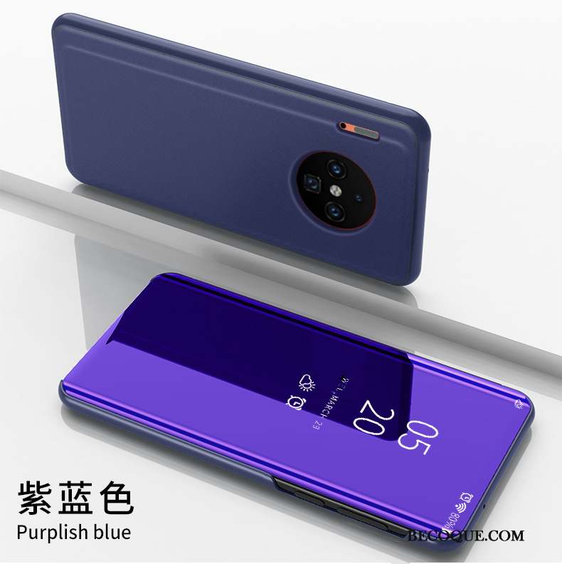 Huawei Mate 30 Pro Étui En Cuir Protection Bleu Miroir Créatif Coque De Téléphone