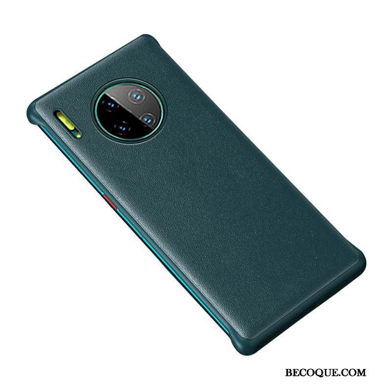 Huawei Mate 30 Tout Compris Border Noir Coque Cuir Véritable De Téléphone