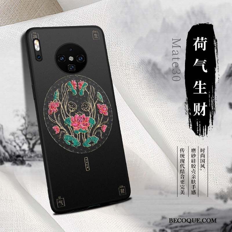 Huawei Mate 30 Très Mince Coque De Téléphone Style Chinois Nouveau Délavé En Daim Silicone