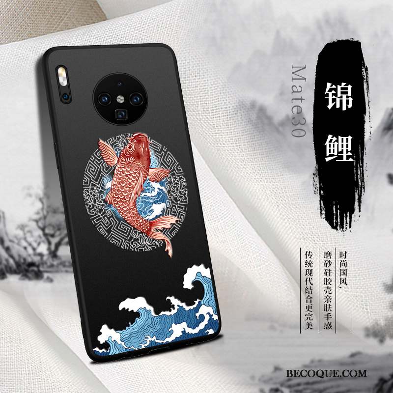 Huawei Mate 30 Très Mince Coque De Téléphone Style Chinois Nouveau Délavé En Daim Silicone