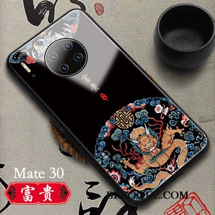 Huawei Mate 30 Verre Authentique Coque De Téléphone Style Chinois Blanc