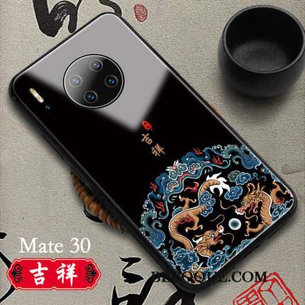 Huawei Mate 30 Verre Authentique Coque De Téléphone Style Chinois Blanc