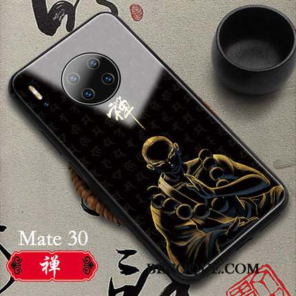 Huawei Mate 30 Verre Authentique Coque De Téléphone Style Chinois Blanc
