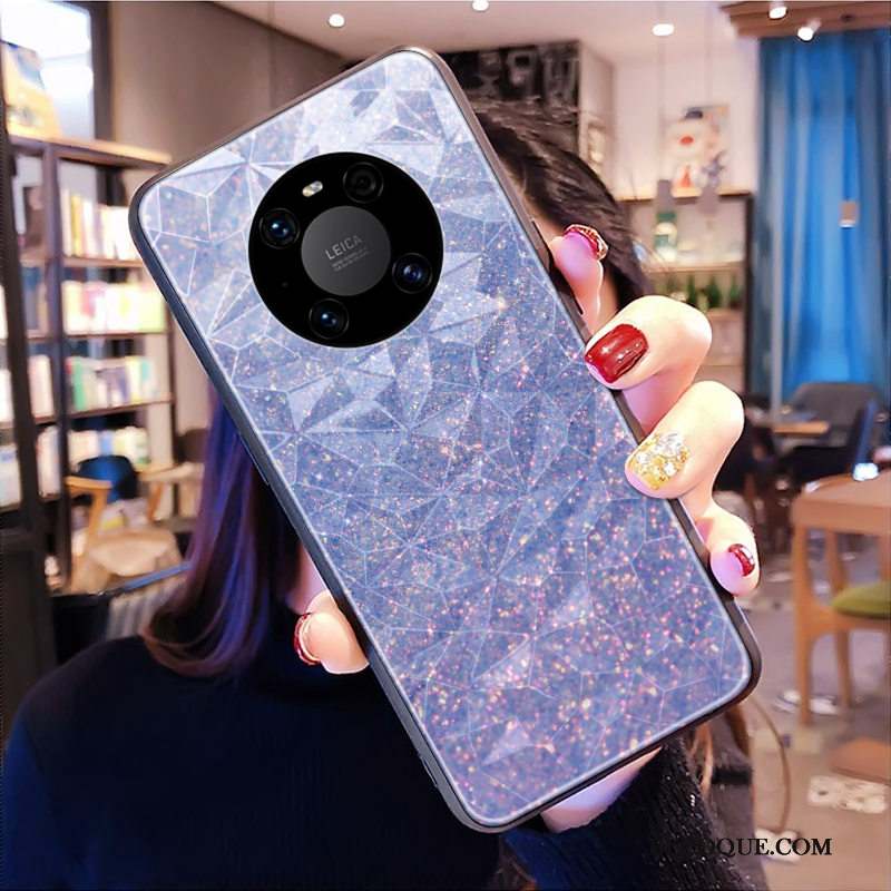 Huawei Mate 40 Coque Losange Violet De Téléphone Modèle Fleurie Tendance