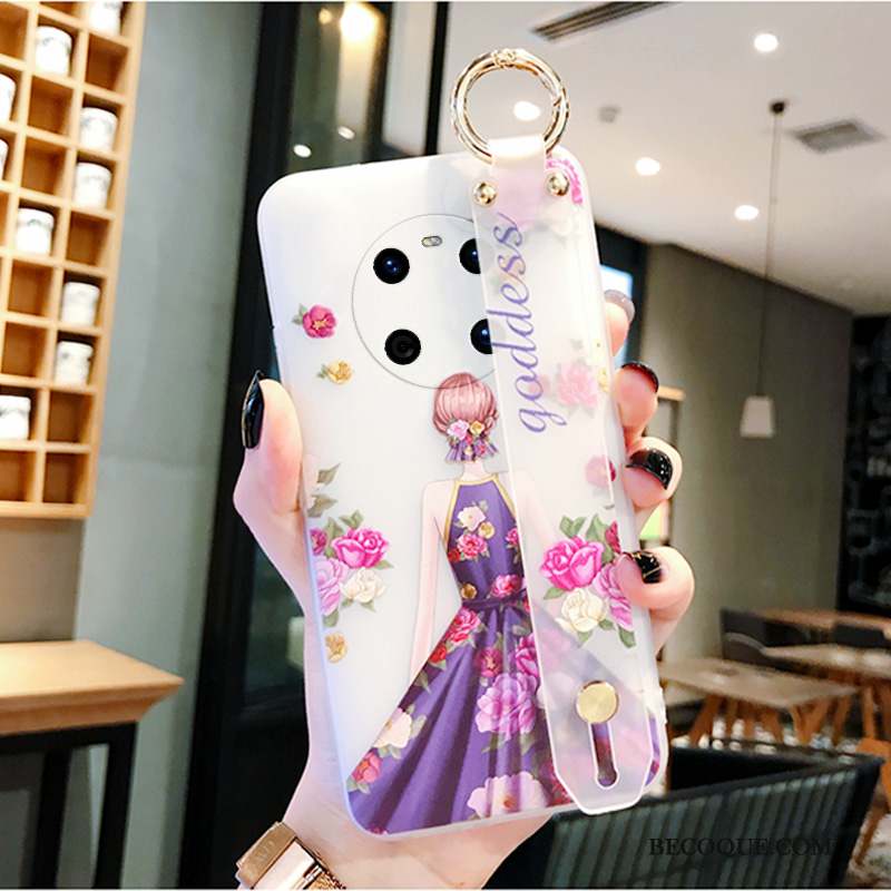 Huawei Mate 40 Coque Protection Créatif Transparent Rose Silicone Ornements Suspendus