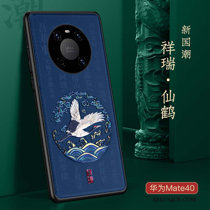 Huawei Mate 40 Coque Silicone Bleu Protection Marque De Tendance Fluide Doux