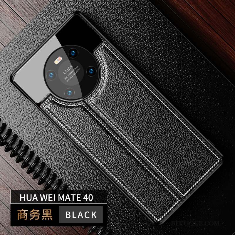 Huawei Mate 40 Luxe Cuir Noir Créatif Coque De Téléphone Nouveau