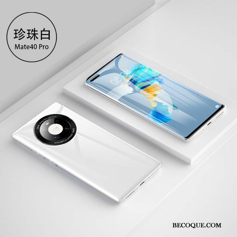 Huawei Mate 40 Pro Coque Blanc Miroir Très Mince Nouveau Net Rouge Luxe