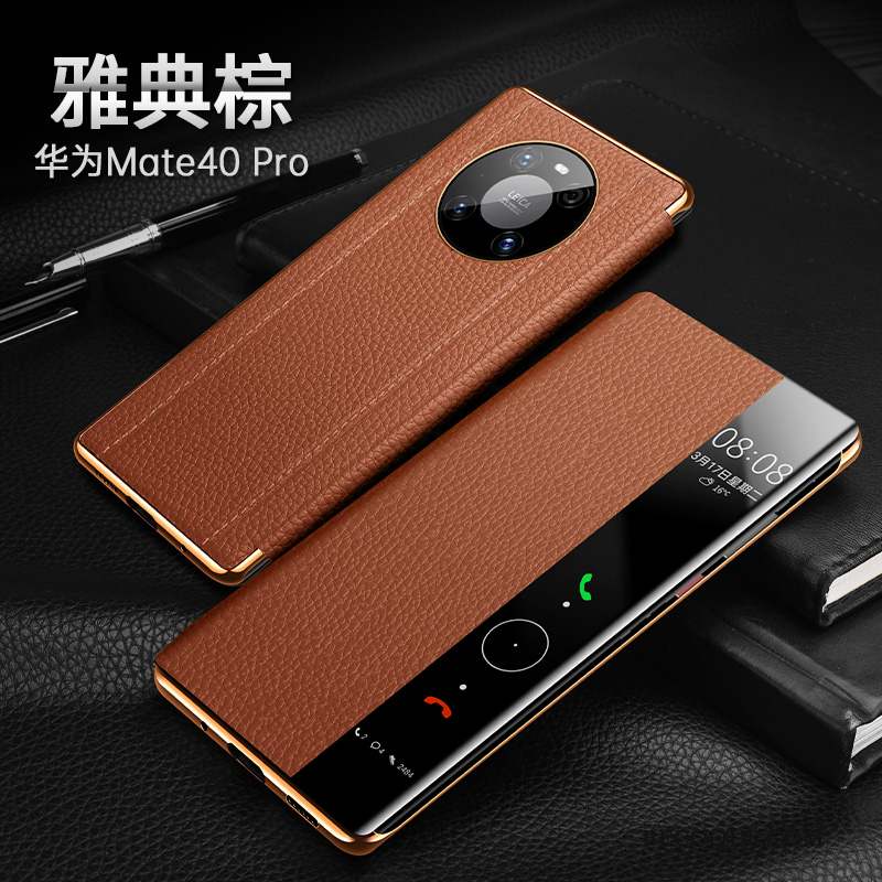 Huawei Mate 40 Pro Coque De Téléphone Créatif Cuir Véritable Nouveau Incassable Clamshell