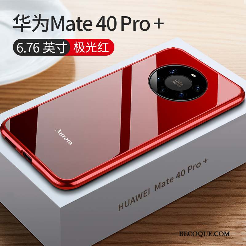 Huawei Mate 40 Pro+ Coque De Téléphone Métal Très Mince Rouge Nouveau Protection