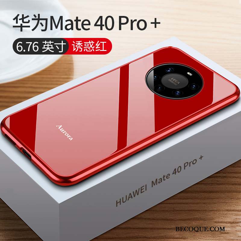 Huawei Mate 40 Pro+ Coque De Téléphone Métal Très Mince Rouge Nouveau Protection