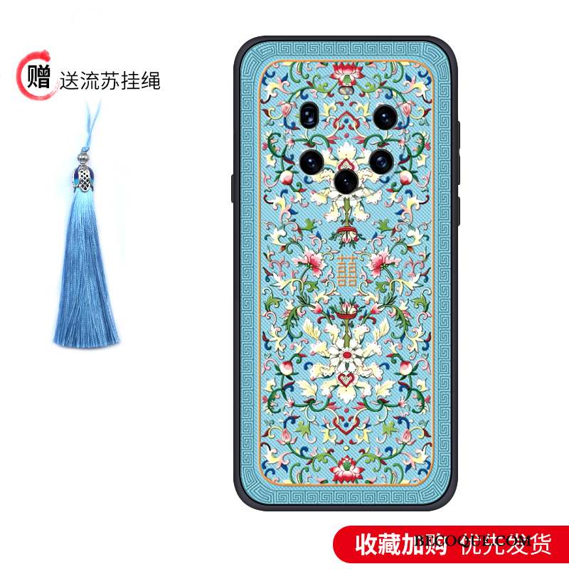 Huawei Mate 40 Pro+ Coque De Téléphone Silicone Délavé En Daim Tout Compris Incassable Bleu