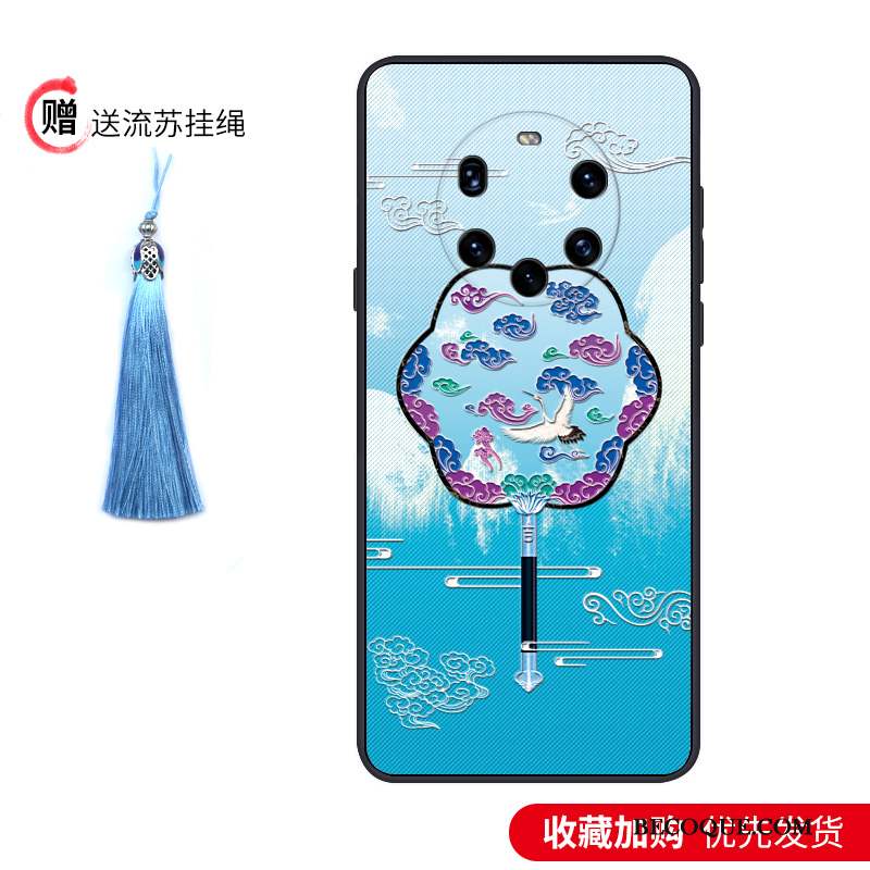 Huawei Mate 40 Pro+ Coque De Téléphone Silicone Délavé En Daim Tout Compris Incassable Bleu