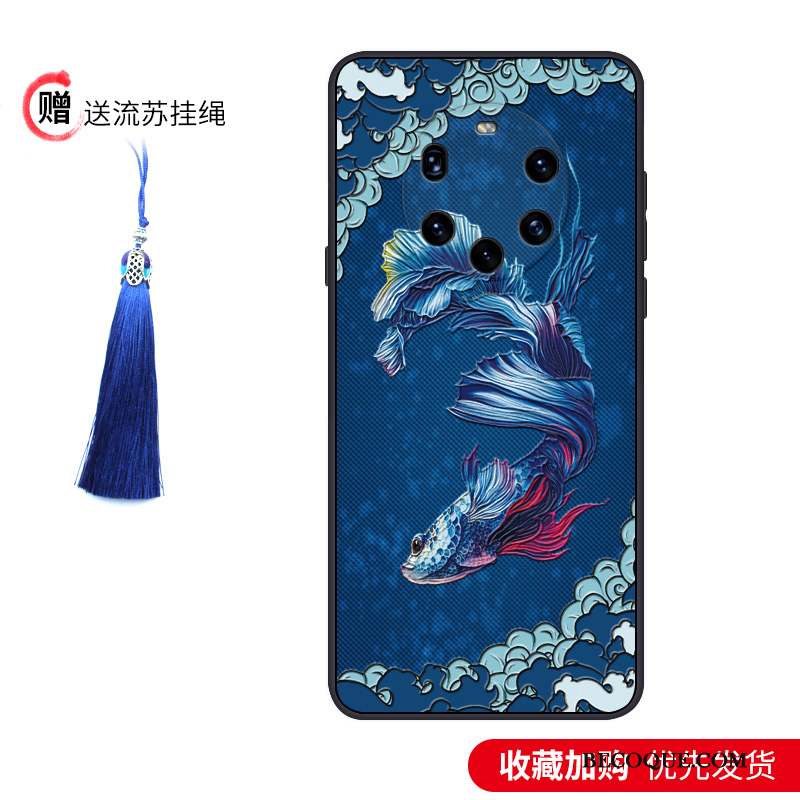 Huawei Mate 40 Pro+ Coque De Téléphone Silicone Délavé En Daim Tout Compris Incassable Bleu