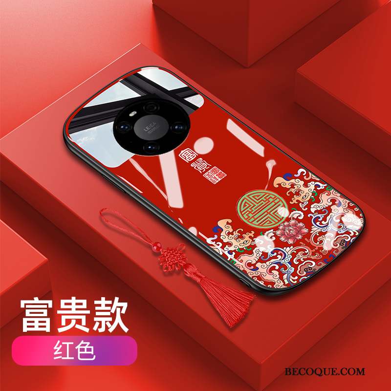 Huawei Mate 40 Pro Coque Protection Créatif Marque De Tendance Incassable Net Rouge Rond