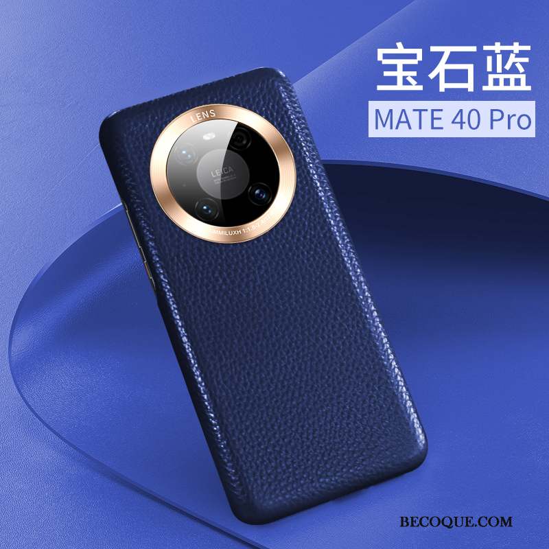Huawei Mate 40 Pro Coque Protection Luxe Nouveau Rouge Très Mince Cuir Véritable