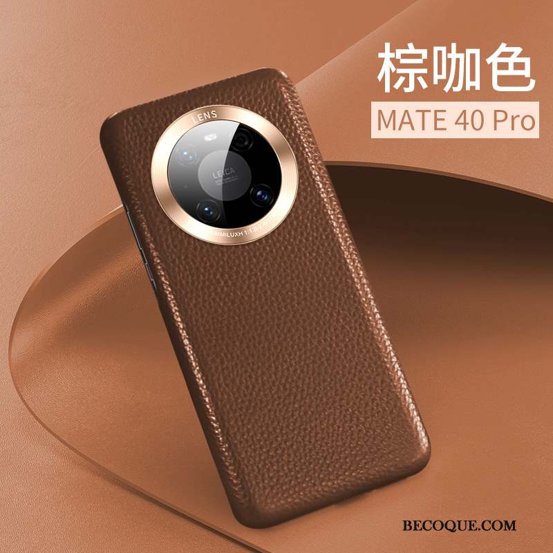 Huawei Mate 40 Pro Coque Protection Luxe Nouveau Rouge Très Mince Cuir Véritable