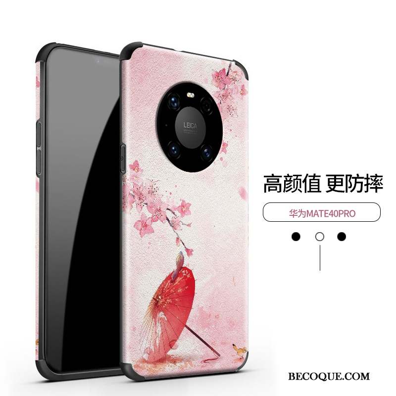 Huawei Mate 40 Pro Coque Style Chinois Rose Modèle Fleurie Tout Compris Nouveau Incassable