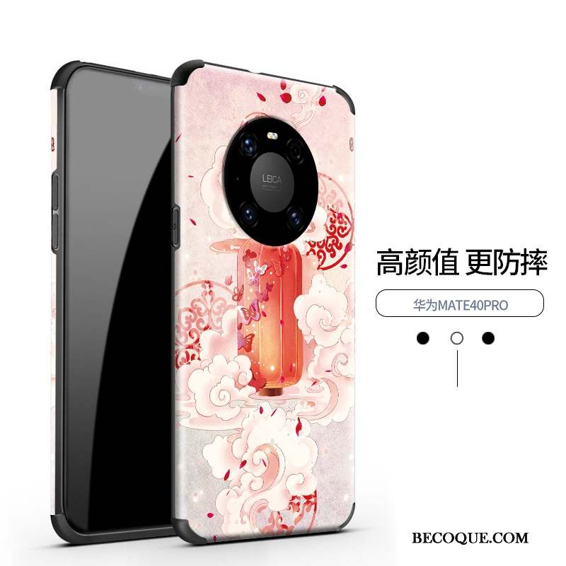 Huawei Mate 40 Pro Coque Style Chinois Rose Modèle Fleurie Tout Compris Nouveau Incassable