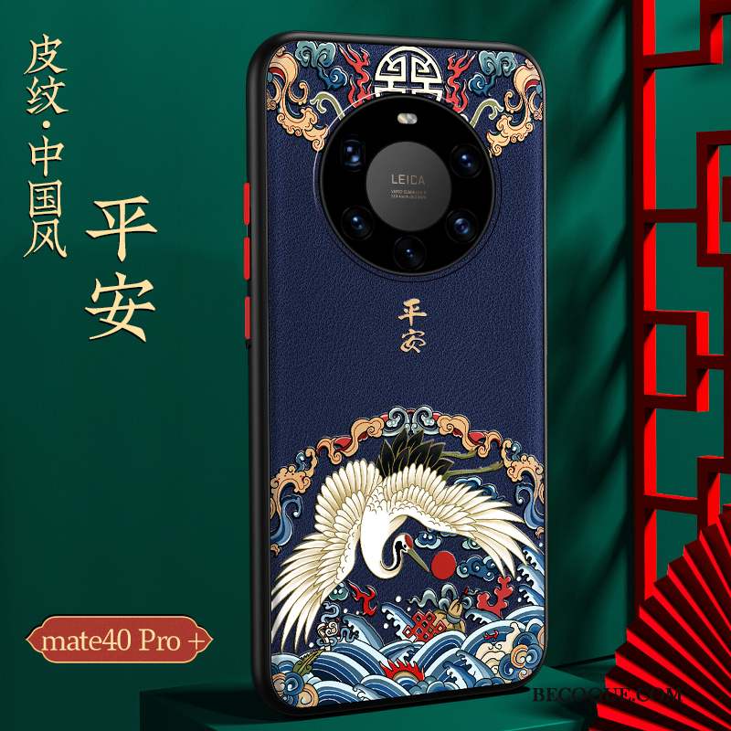 Huawei Mate 40 Pro+ Coque Style Chinois Tendance Nouveau Bleu Marin Incassable Protection