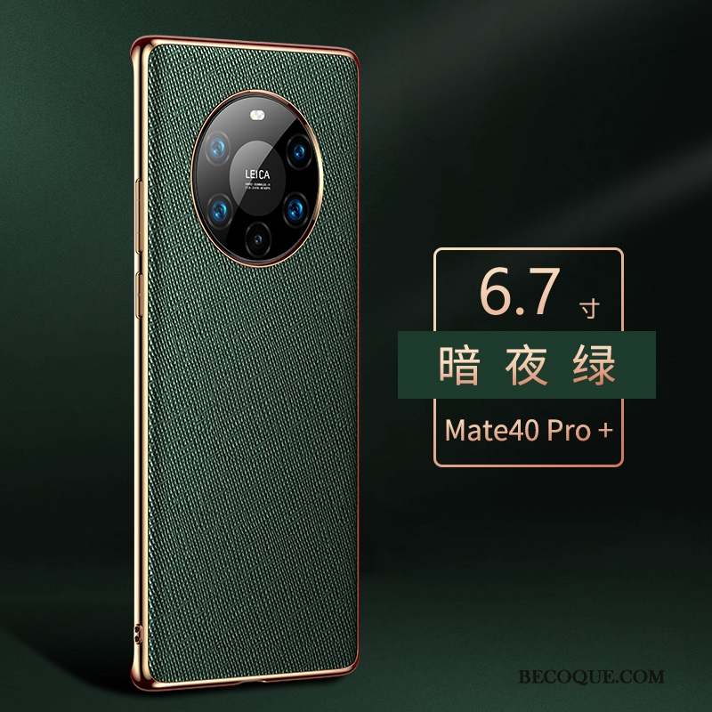 Huawei Mate 40 Pro+ Coque Violet Luxe Protection Étui Incassable Cuir Véritable