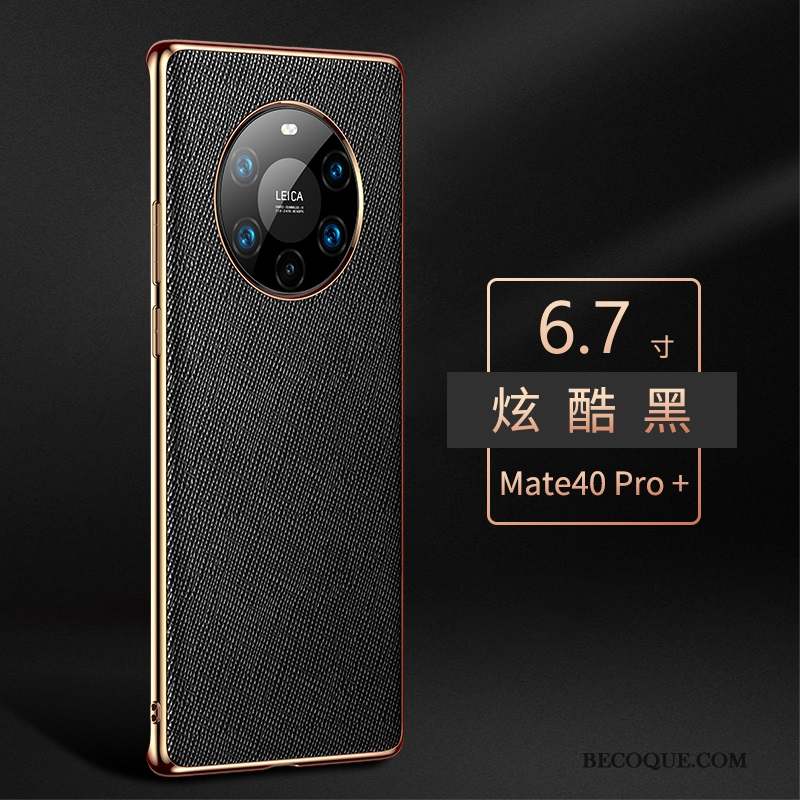 Huawei Mate 40 Pro+ Coque Violet Luxe Protection Étui Incassable Cuir Véritable