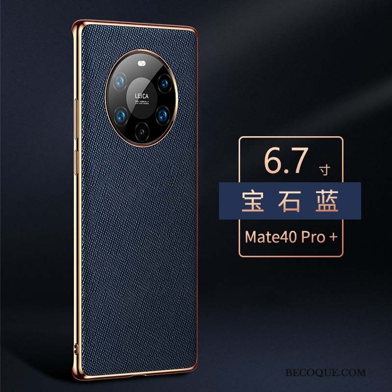 Huawei Mate 40 Pro+ Coque Violet Luxe Protection Étui Incassable Cuir Véritable
