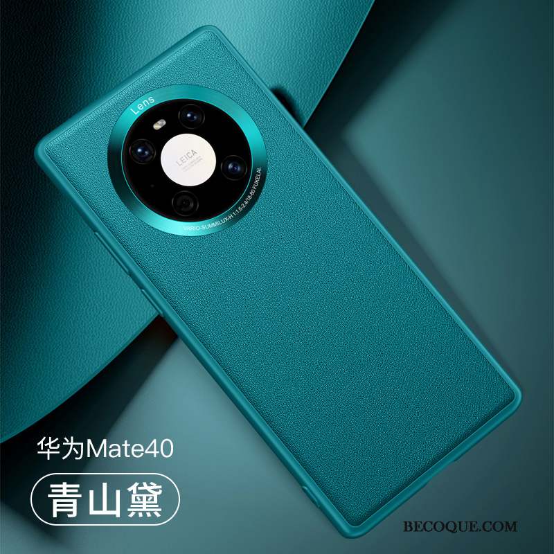 Huawei Mate 40 Vert Coque De Téléphone Cuir Véritable Tout Compris Incassable Luxe