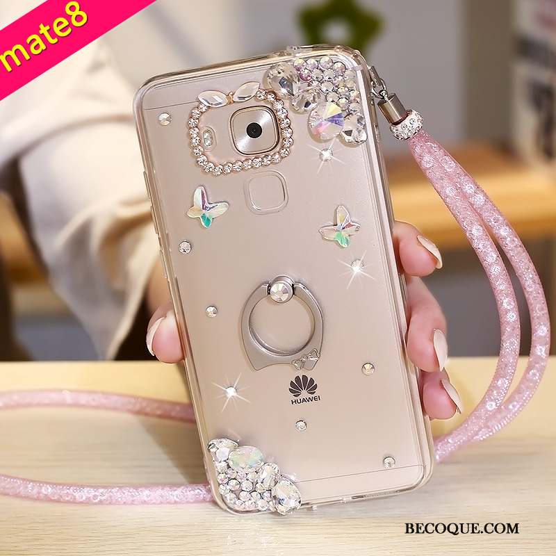 Huawei Mate 8 Bleu Coque De Téléphone Protection Fluide Doux Strass Étui