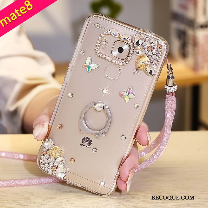 Huawei Mate 8 Bleu Coque De Téléphone Protection Fluide Doux Strass Étui