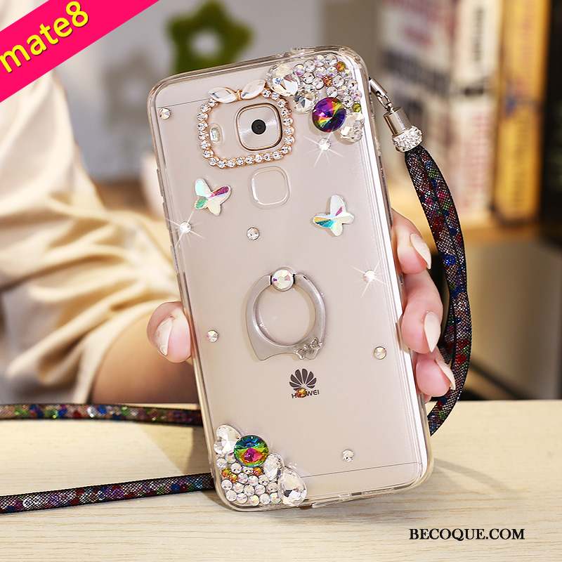 Huawei Mate 8 Bleu Coque De Téléphone Protection Fluide Doux Strass Étui