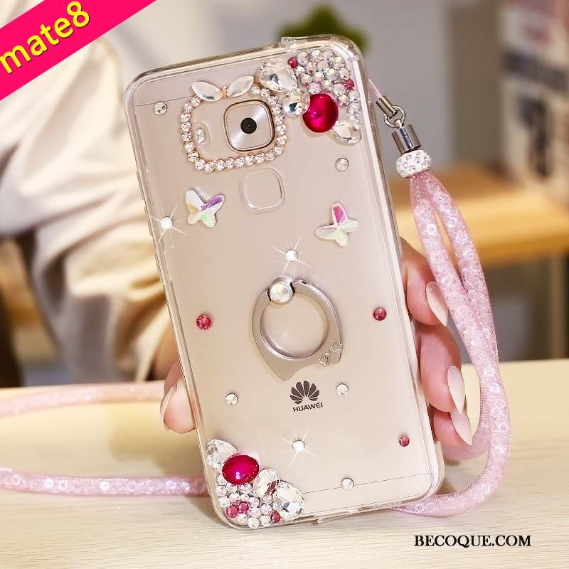 Huawei Mate 8 Bleu Coque De Téléphone Protection Fluide Doux Strass Étui