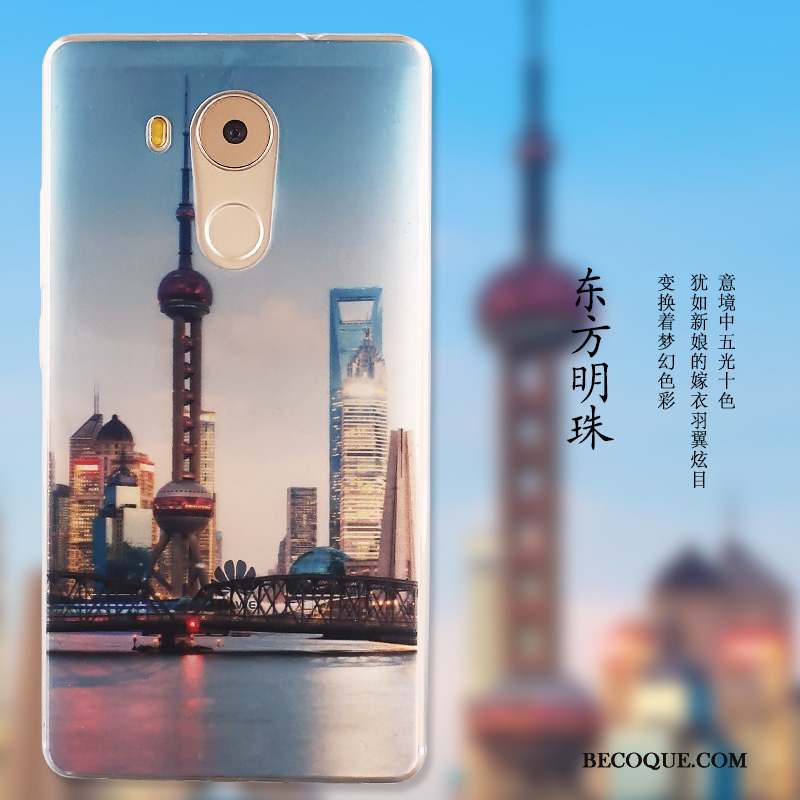 Huawei Mate 8 Coque De Téléphone Fluide Doux Peinture Étui Protection Bleu