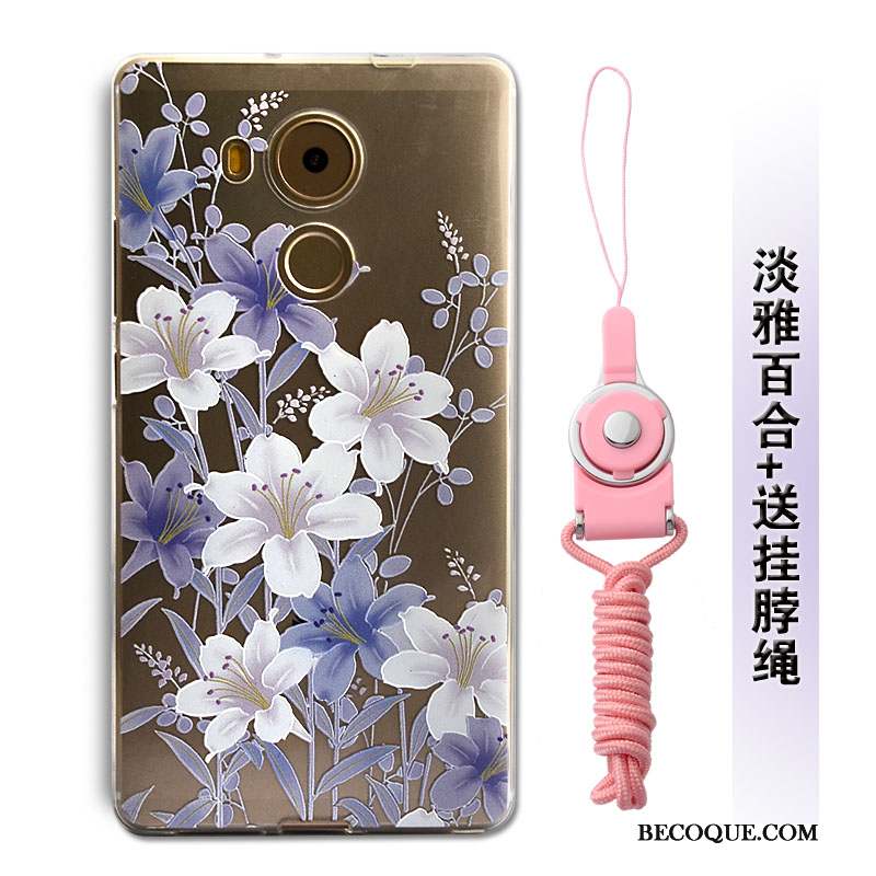 Huawei Mate 8 Coque Rose Silicone Protection Incassable Ornements Suspendus Fluide Doux