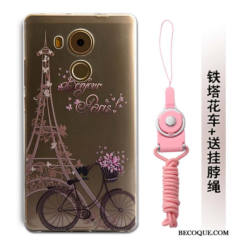 Huawei Mate 8 Coque Rose Silicone Protection Incassable Ornements Suspendus Fluide Doux