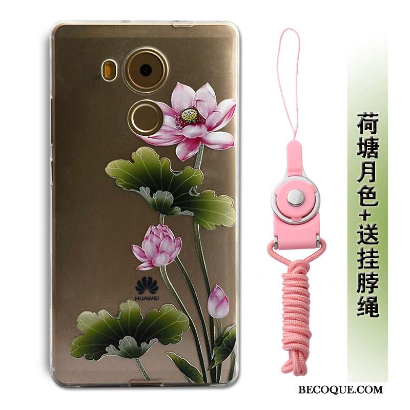 Huawei Mate 8 Coque Rose Silicone Protection Incassable Ornements Suspendus Fluide Doux