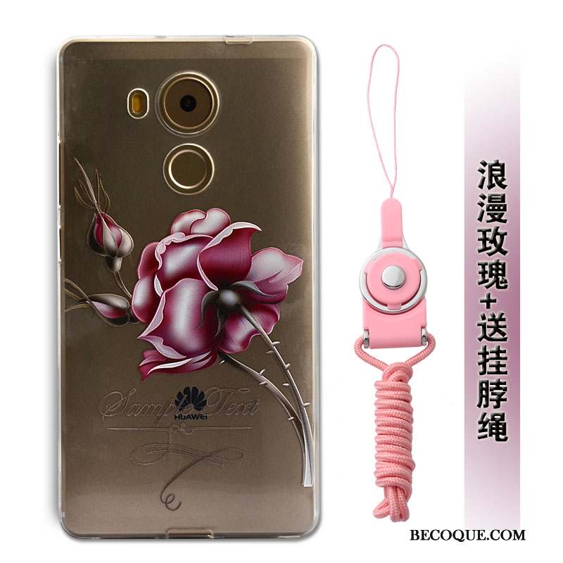 Huawei Mate 8 Coque Rose Silicone Protection Incassable Ornements Suspendus Fluide Doux