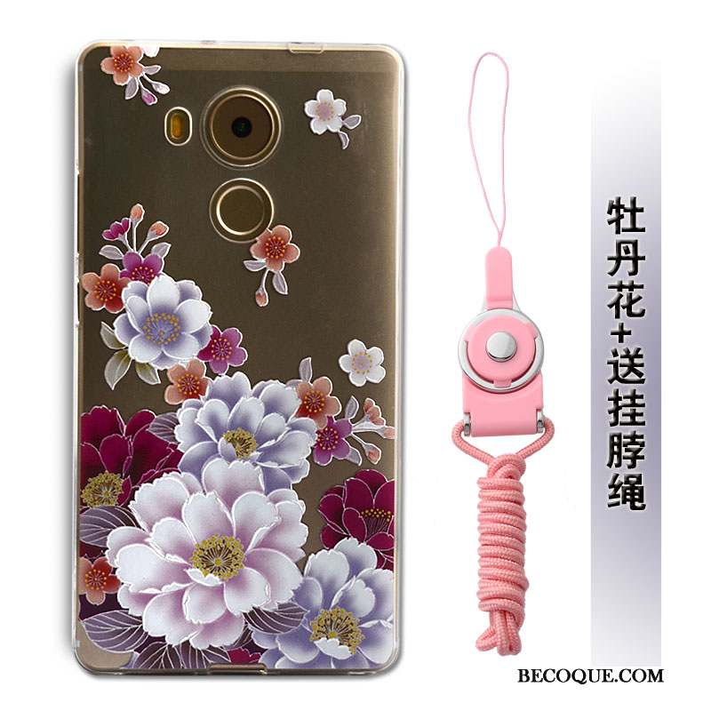 Huawei Mate 8 Coque Rose Silicone Protection Incassable Ornements Suspendus Fluide Doux