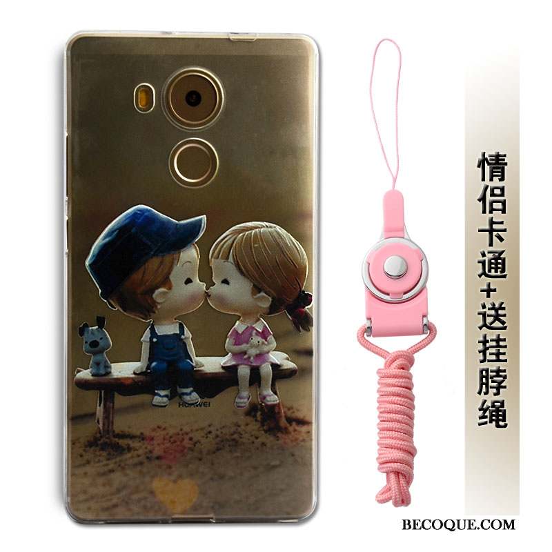 Huawei Mate 8 Coque Rose Silicone Protection Incassable Ornements Suspendus Fluide Doux