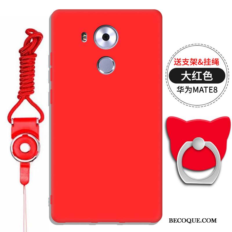 Huawei Mate 8 Coque Silicone Support Ornements Suspendus Rouge Dimensionnel Gaufrage