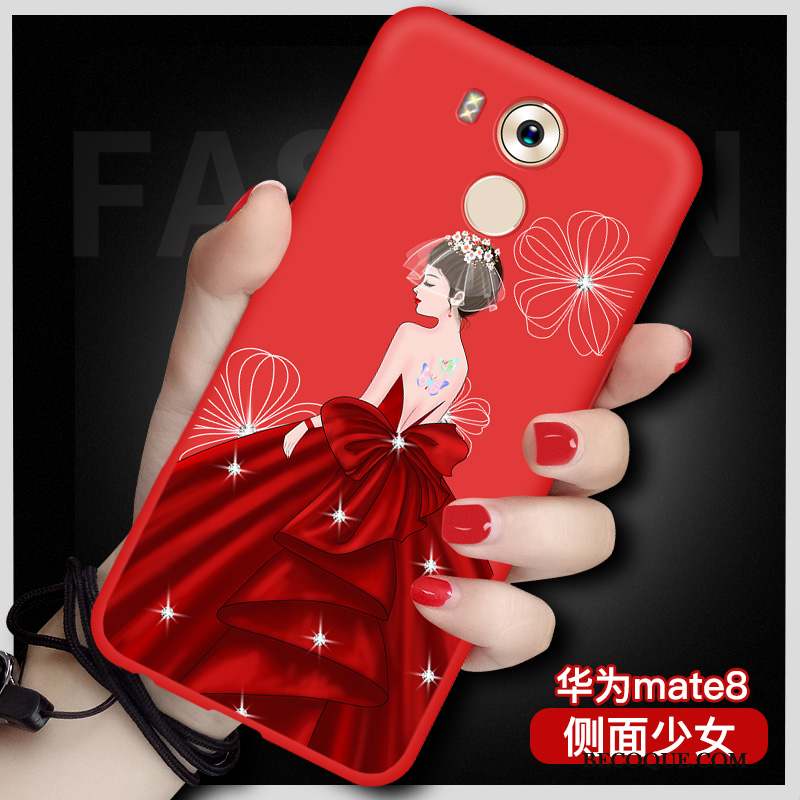 Huawei Mate 8 Coque Tout Compris Rouge Étui Incassable Peinture Silicone
